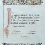 3. Pergamena d'onore rilasciata dal Patronato Teatrale Città di Livorno a Pietro Mascagni